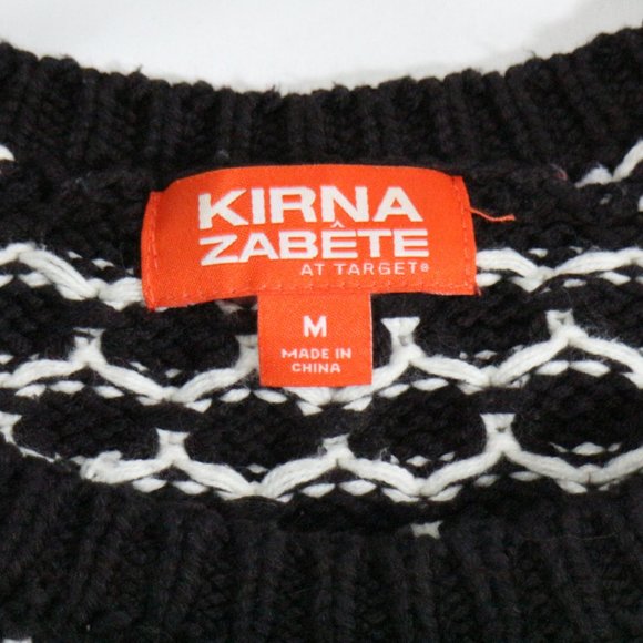 KIRNA ZABETE Black and White Woven Half Sleeve Sweater Sz Medium US Women - Picture 4 of 9